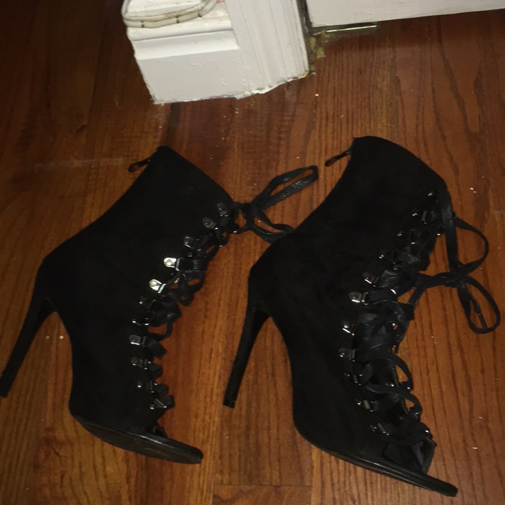 Velvet Lace Up Heels